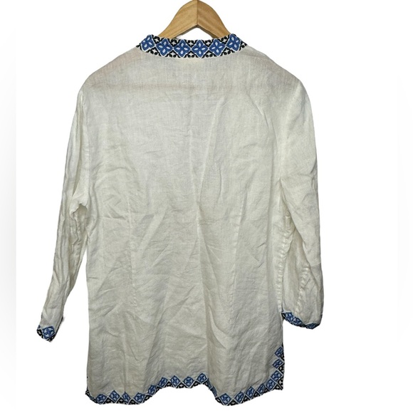 Charter Club Luxury 100% Linen embroidered shirt tunic lagenlook coastal top - Picture 2 of 4